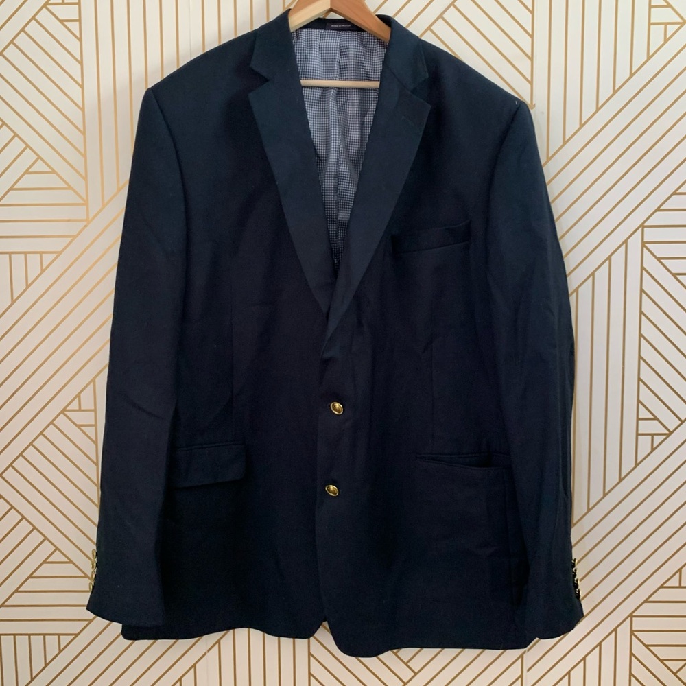 Stafford 52 Extra Long 100% Wool Executive Classic Fit Navy Wool Blazer 52XL